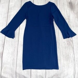 SPENSE Women’s Navy Blue Dress with Bell Sleeves Form Fitting - Size 8